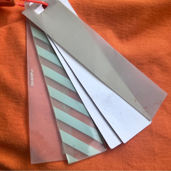 NWT Off White Virgil Abloh Graphic 3D Pencil Tee Orange SZ XL Streetwear Casual - Picture 13 of 14